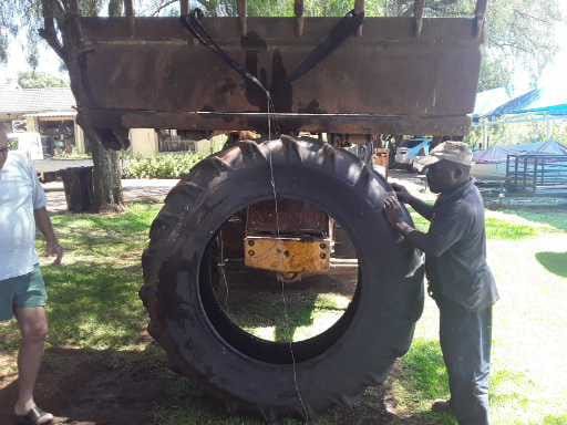 ViceTye securing a tractor tire