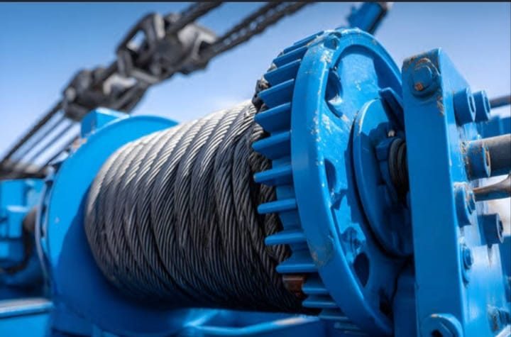 Industrial winch demonstrating the capstan principle